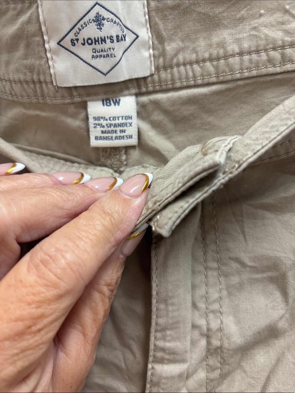 St. John's Bay Tan Cargo Capris with Utility Pockets - Picture 2 of 3